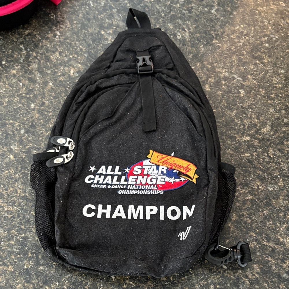 All Star Challenge Champion Varsity Black Sling Backpack